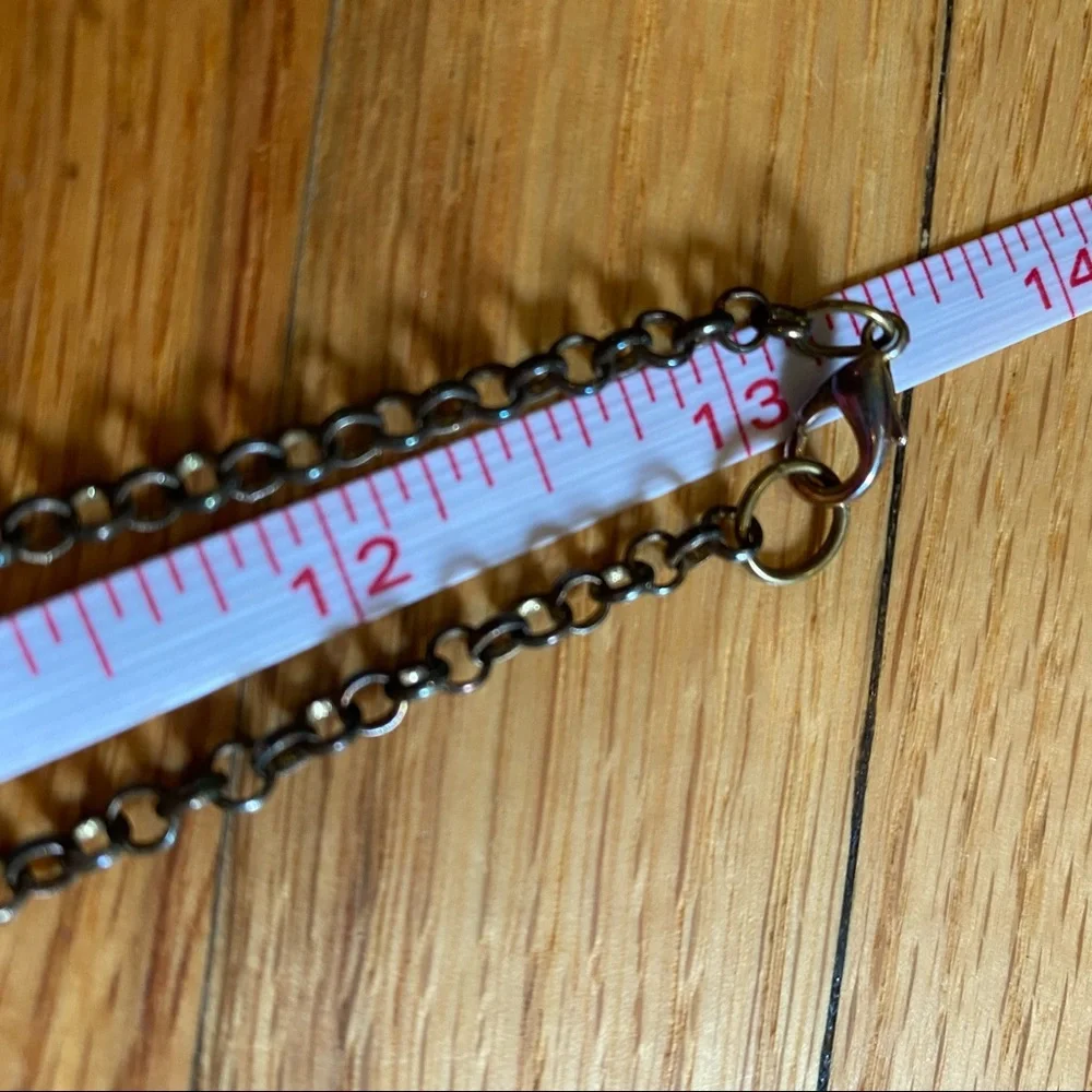 Anthropologie Woven Bead Brass Chain Necklace, Twine, Handmade